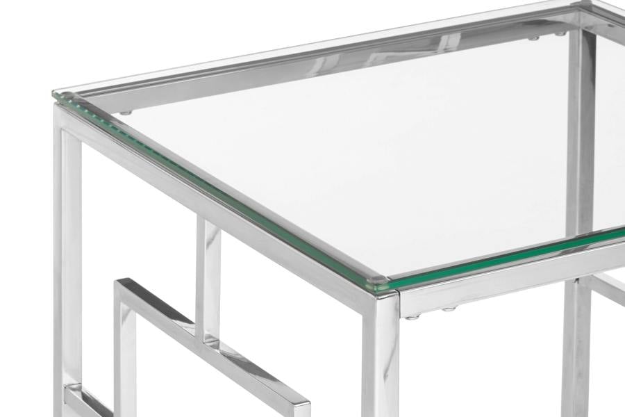 Interiors by Premier Allure Clear Glass And Silver Base End Table