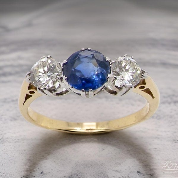 Vintage Tom A three stone Sapphire and Diamond ring