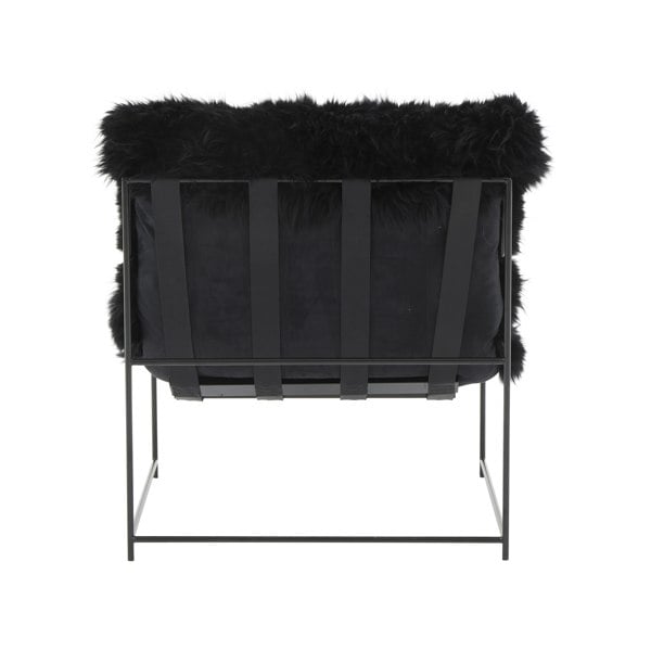 Furniture Edit Kimi Black Genuine Sheepskin Occasional Accent Chair