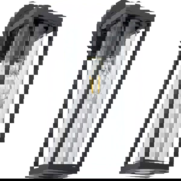 Non Automatic Outdoor Wall Light - Textured Black & Clear Glass Diffuser