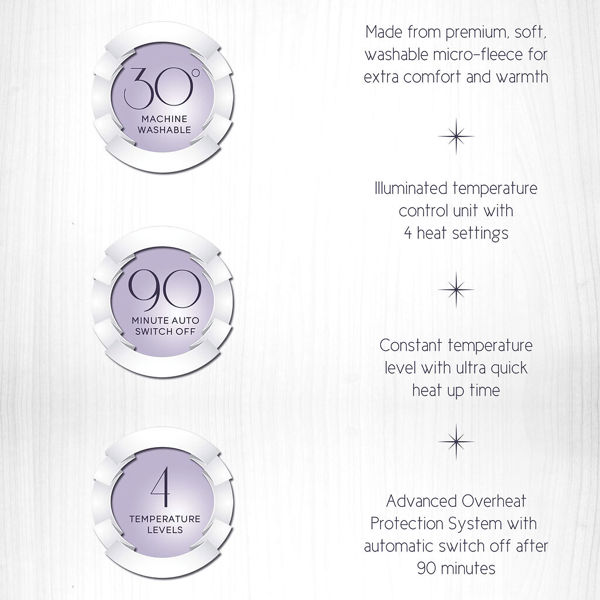 Sweet Dreams Heat Pad with 4 Heat Settings 110W - Luxurious Soft with Auto Shut Off