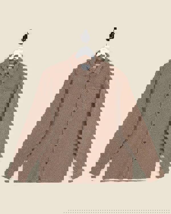 Larsson & Co Brown & Stone Herringbone Textured Overshirt