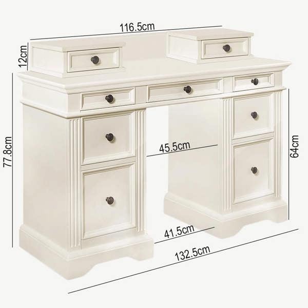 Statement Furniture Gainsborough Dressing Table with Extension Drawers. Large Dressing Table with 9 Drawers