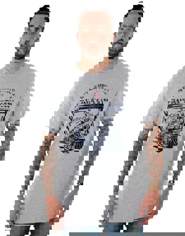 Yellowstone Mens Grey Train Station Short Sleeved T-Shirt