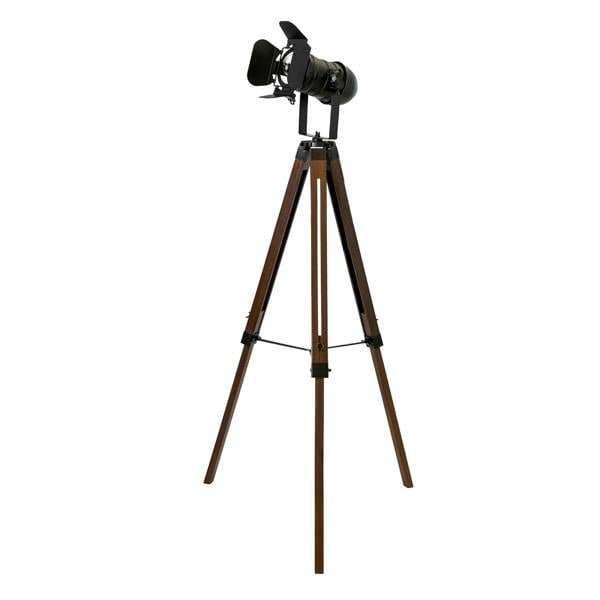 Angel Cerdá Floor lamp in black steel and walnut-coloured pine wood 8109