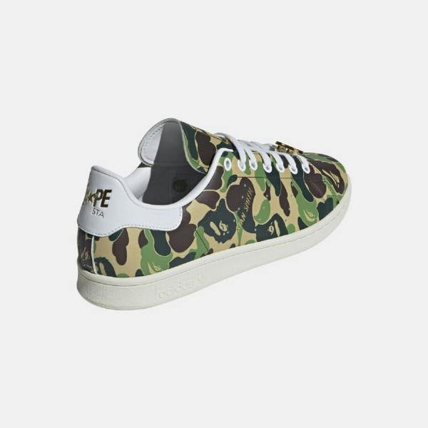 Adidas Mens Bape Stan Smith Camouflage Shoes - Green - 