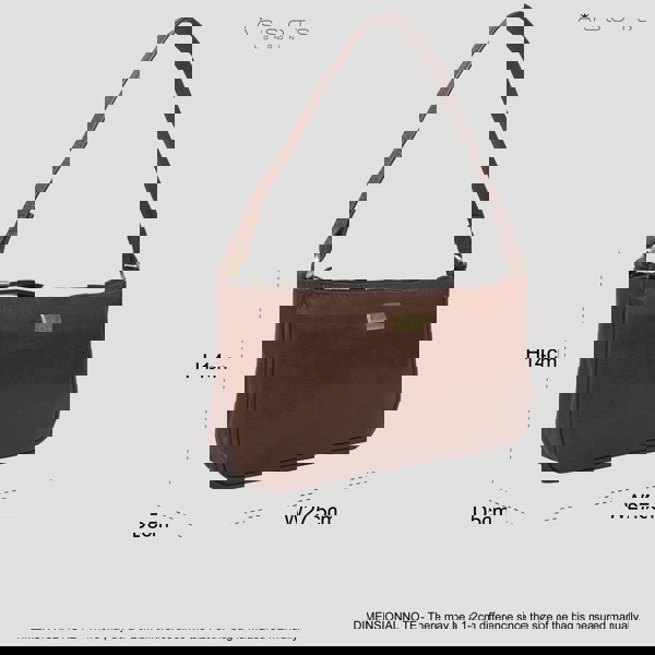 Assots London 'ZARA' Brown Polished Real Leather Baguette Shoulder Bag