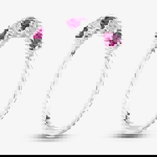 T. H. Baker Platinum Silver 0.82ct Brilliant Cut Ruby & 0.40ct Diamond Five Stone Ring 32707