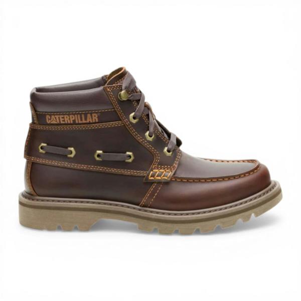 Caterpillar CAT (Caterpillar) Mens Tan Brown Leather Hiking Ankle Boots - Colorado Boat-Mid