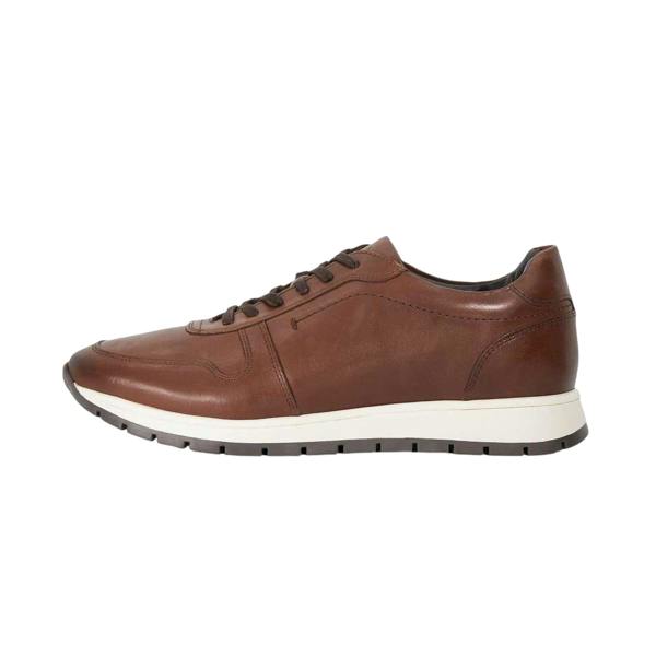 Dune London Mens Tris Leather Trainers - Brown - 