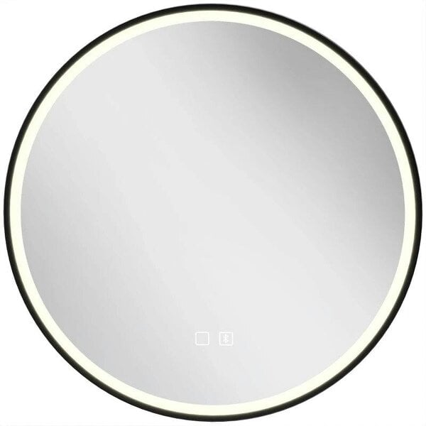 Bathroom Mirror with LED Lights, 60cm Round LED Bathroom Mirror with 3 Colours Dimmable, Bluetooth, Anti-Fog, Black
