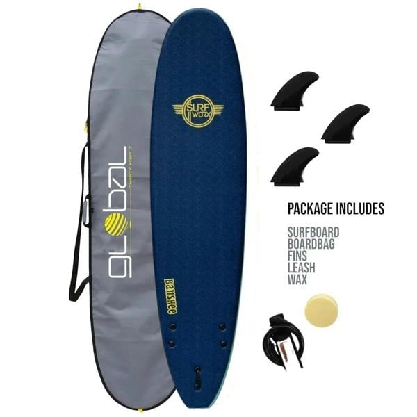 Surfworx Banshee Midnight Blue Mini Mal Soft Surfboard 7ft 0 Starter Package