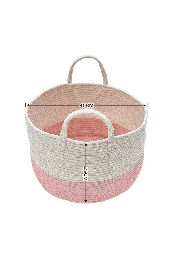 Living and Home 31L Cotton Rope Woven Laundry Baskets Hamper Toy Basket with Handle 25cm H