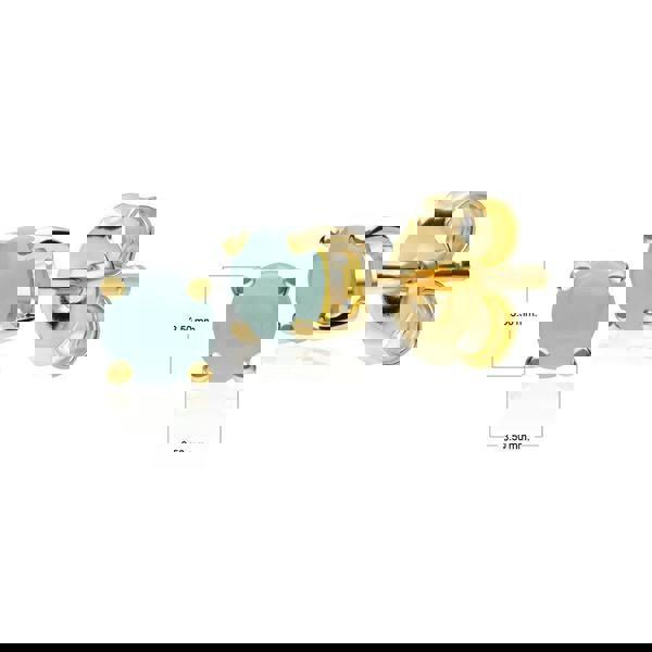 Gemondo Classic Round Jade Cabochon Stud Earrings in 9ct Yellow Gold 3.5mm