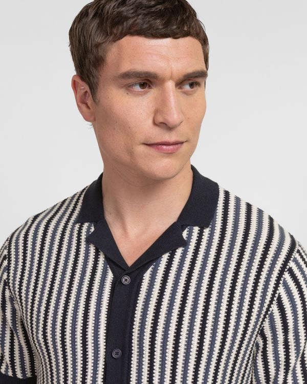 Steel & Jelly Stanmore - Tonal Stripe Knitted Short Sleeve Shirt