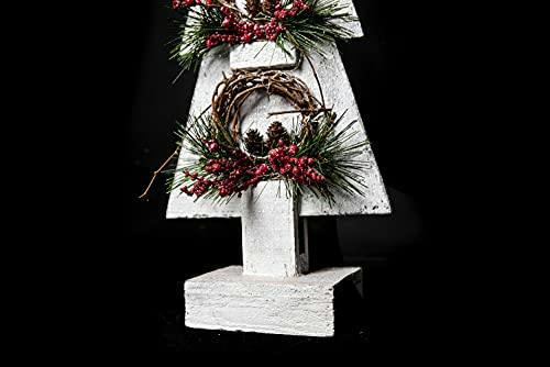 25 x 10 x 80H cm Grey Wooden LED Christmas Tree Tabletop Decoration with Warm White Lights image 7