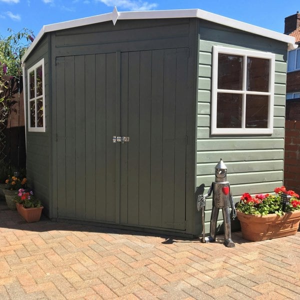 Shire Corner Shed 7x7 pressure treated 12mm interlock  Clad wooden Shed - Best Shed