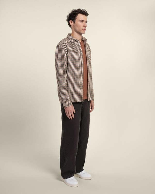 Larsson & Co Cream, Rust & Charcoal Houndstooth Textured Overshirt