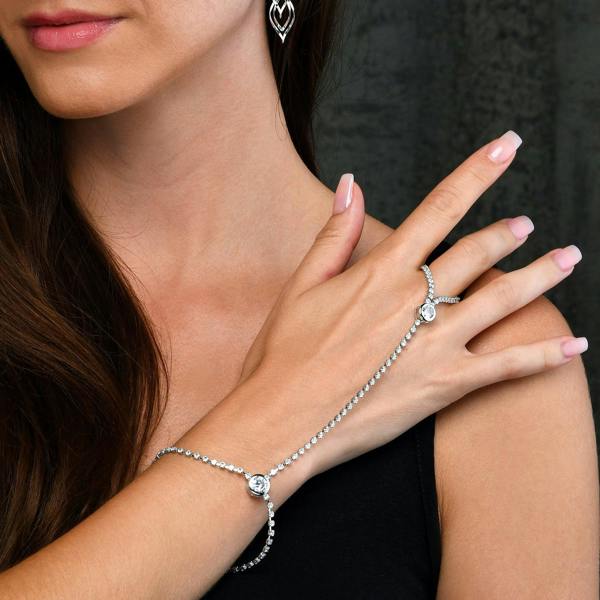 Diamante Hand and Ring Slave Bracelet for Women - namana.london