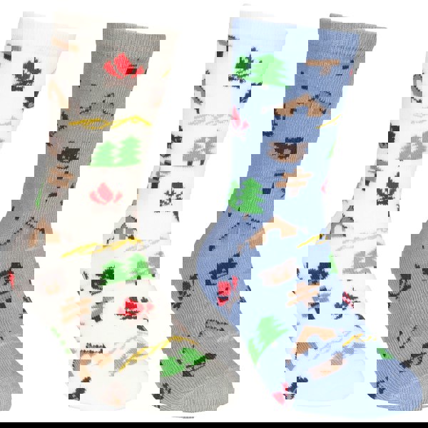 Trespass Kids Camping Socks (Pack of 2) - Blue/Cream