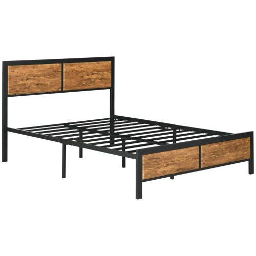 Wyld Haus Sohala 4FT6 Industrial Metal Frame Double Bed with Headboard and Footboard