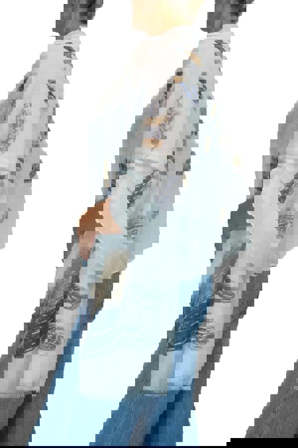 Paulo Due Feather Print Lightweight Scarf with Gold Lurex Detail