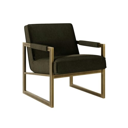 Wyld Haus Firenze Olive Velvet and Bronze Armchair