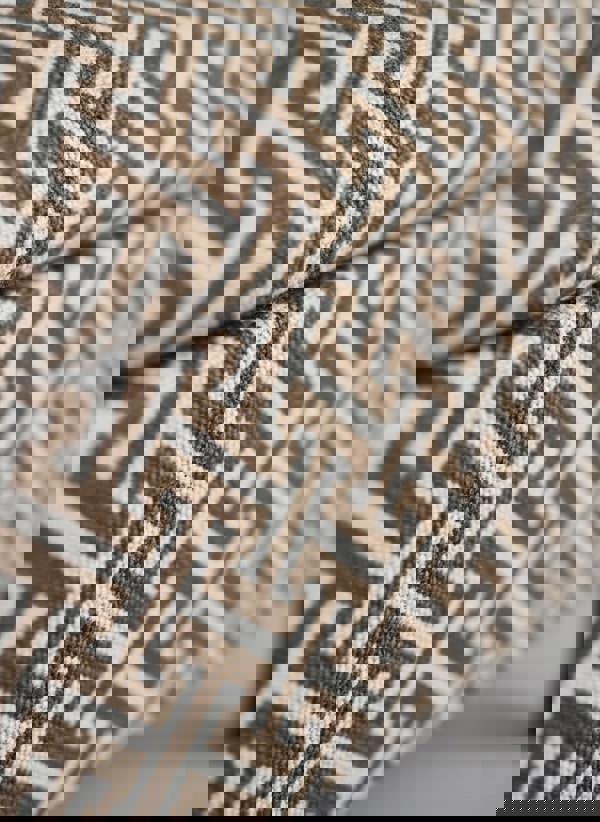 ISTOOLS Multifunctional Eden Brown Bloc Pattern Geometry Coffee Table Storage Ottoman Pouffe – Stylish Living Room Footstool