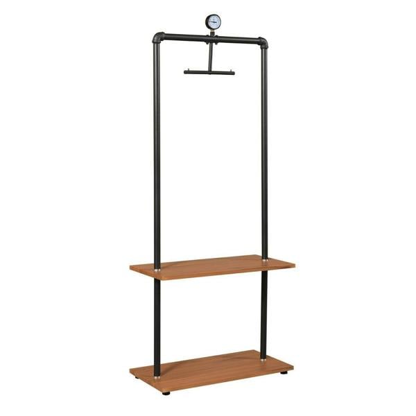WALPLUS Wyatt Industrial Style Garment Rack with Wood Shelves, Antique Espresso perfect for organized storage and display