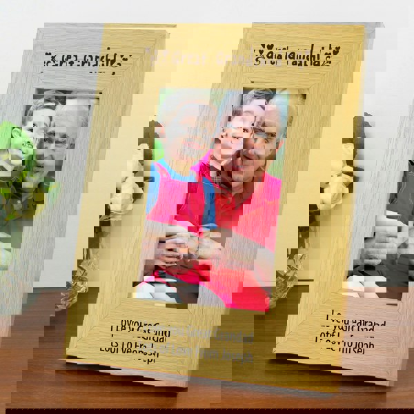 Personalised Memento Company Personalised Oak Finish 6x4 Great Grandchild Photo Frame