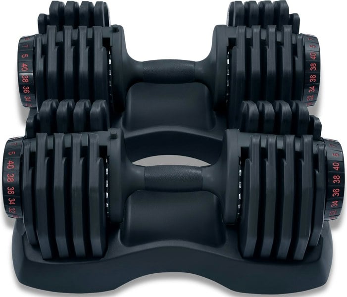 Strongology Home Fitness Adjustable Smart Dumbbell Pair from 5kg to 40kg Training Weights in Black