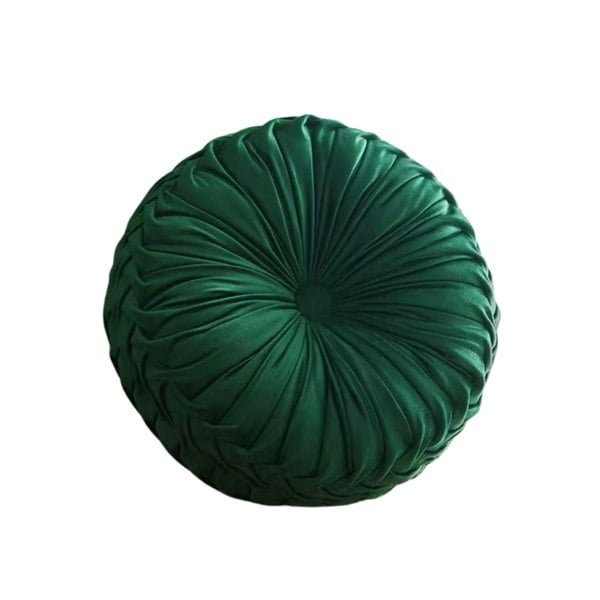 ANYHOUZ Round Pleated Velvet Pillow Soft Cushion Fill