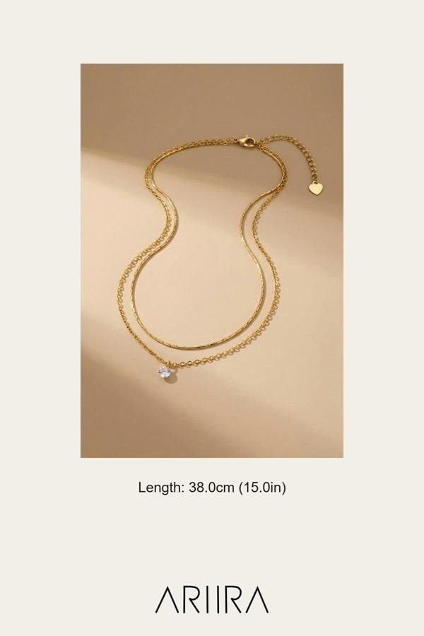 ARIIRA Hara Layered Gold Tone Solitaire Pendant