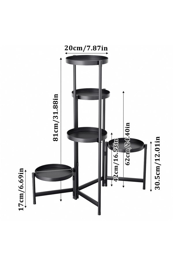 Living and Home 5-Tier Black Plant Stand Display Shelf