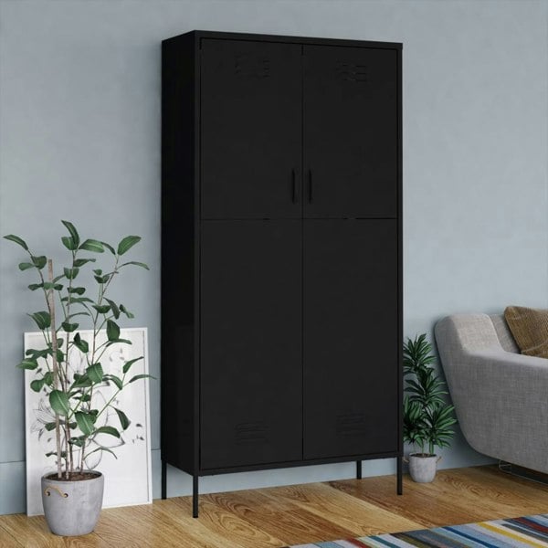 Berkfield Wardrobe Black 90x50x180 cm Steel