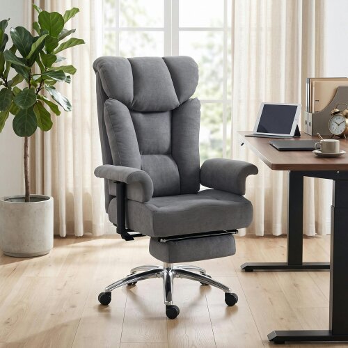 HOMCOM 250 kg Big and Tall Office Chair with High Back, Footrest, Dark Grey