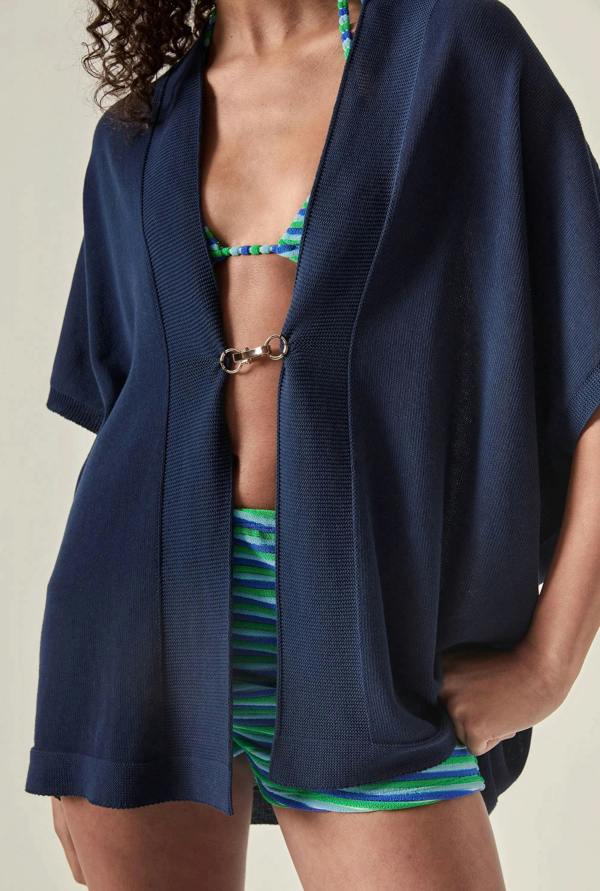 James Lakeland Relaxed Clasp Front Cover-Up - Navy