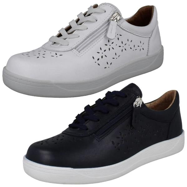 DB Shoes Ladies DB Shoes Floral Cut Out Leather Trainers Kaunas