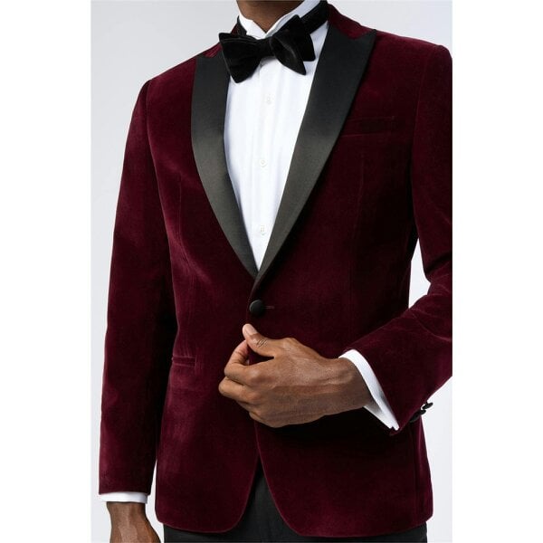 Antique Rogue Slim Fit Franklin Merlot Velvet Blazer
