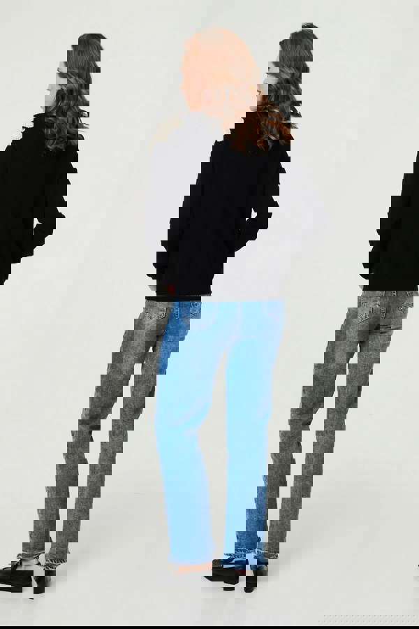 Black | Floral Embroidered Relaxed Knit Jumper