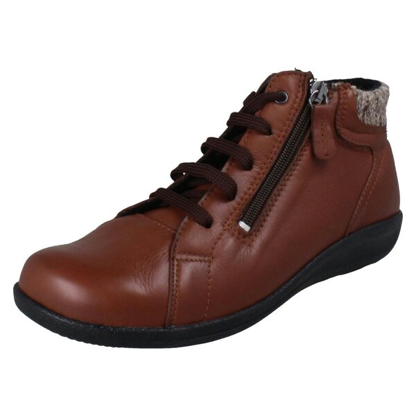 DB Shoes Ladies DB Shoes 2V Dual Fitting Ankle Boots Pipit - Tan - 2V