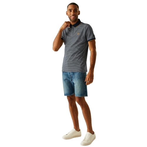 Regatta Mens Tiver Striped Polo Shirt - Navy/Stone White - 5XL - Navy/Stone White - 100% BCI Cotton