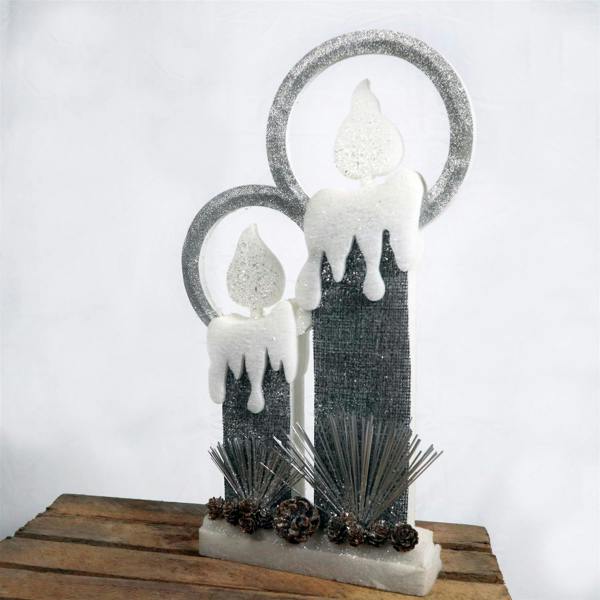 51cm Grey Twin Candle Christmas Lantern with Warm White LED Light, Battery Operated Indoor Decoration image 5
