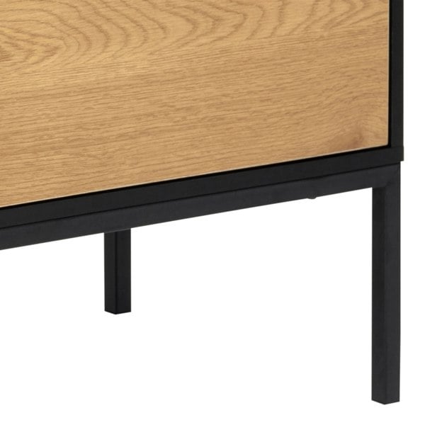 Furniture To Go Seaford 1 Door 3 Drawer Small Sideboard in Black & Oak