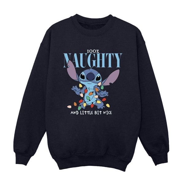 Disney Girls Lilo & Stitch Naughty & Nice Sweatshirt - Navy Blue