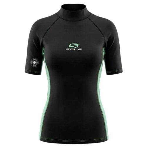 Sola Ladies Short Sleeve Rash Vest - Black/Mint