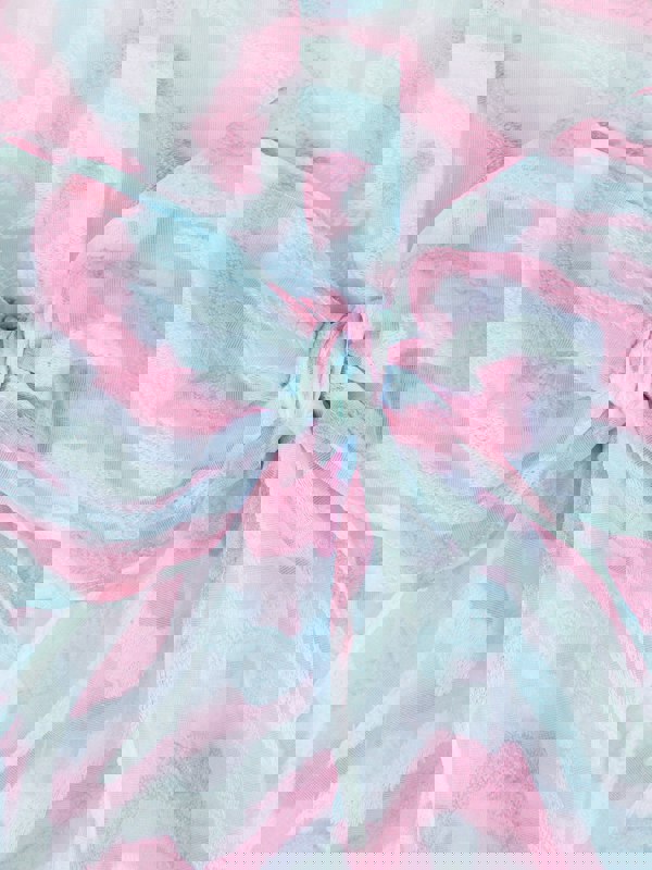 Mama Luma Girls Abstract Curve Organza Dress in Blue