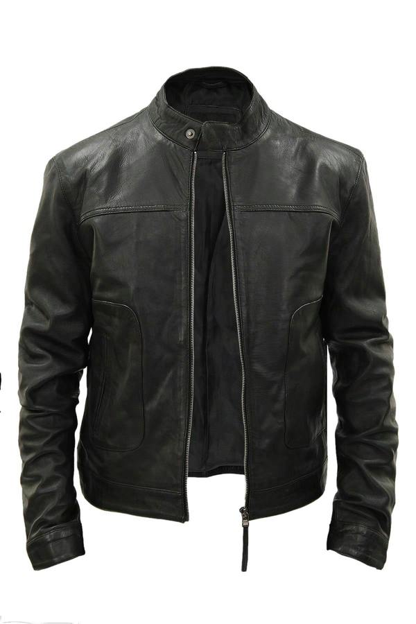 Infinity Leather Men’s Classic Fitted Leather Biker Jacket-Austin