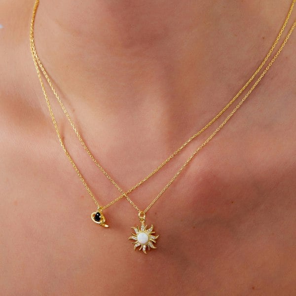 Spero London Dark Blue Saturn Necklace With Star Sterling Silver