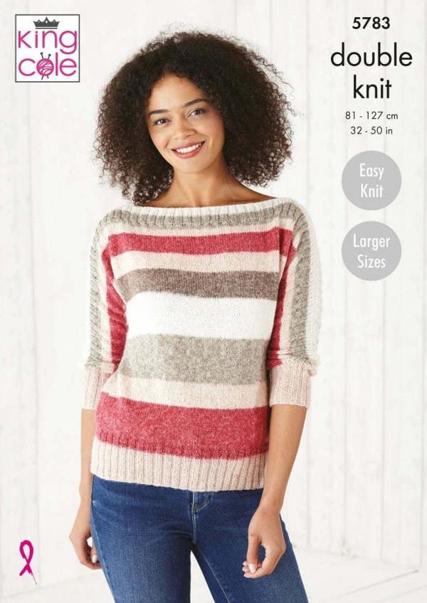 King Cole Harvest DK Knitting Pattern 5783, Sweaters, Tops for Women, 32 - 50 Inches - Easy